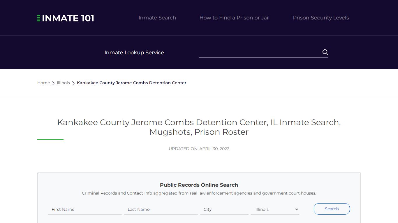 Kankakee County Jerome Combs Detention Center, IL Inmate ...